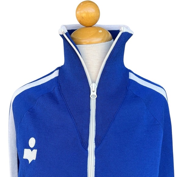 Isabel Marant Etoile Darcy Knit Track Jacket Full Zip Royal Blue White Medium - Picture 5 of 16